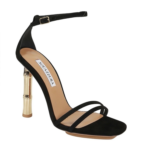 Aquazzura Wild Nights 115 Black Sandals with Gold Heels - New in Box - Size 39 - Picture 12 of 15